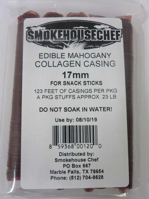 Smokehouse Chef 17 mm 23 lbs 5 pack SLIM snack stick casings for homemade snack Slim Jim sausage. Just add beef
