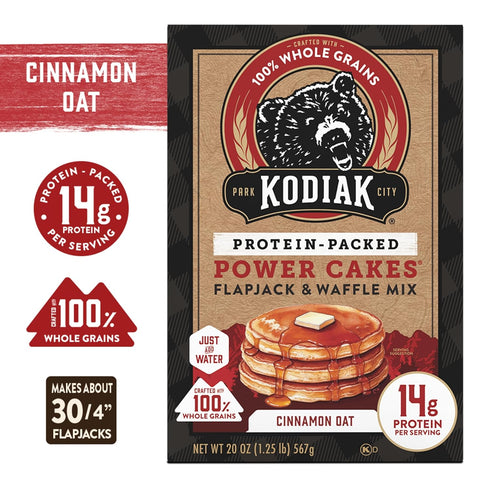 20 (Pack 6) (10705599012683) Kodiak Cakes Protein Pancake Power Cakes, Flapjack and Waffle Mix, Cinnamon Oat, Ounce