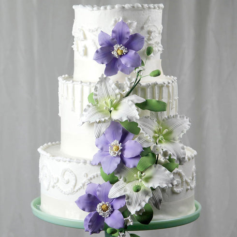 3 Count Global Sugar Art Clematis Sugar Cake Flowers, Light Purple, by Chef Alan Tetreault