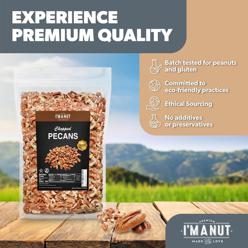 4 lb Raw Pecan Pieces American Grown Medium Chopped Pecans, Batch Tested Peanut & Gluten Free, Non-GMO, No PPO
