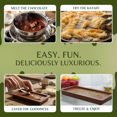 Dubai Chocolate Bar Kit Master Set Make at Home with Pistachio Cream, Tahini Mix, Dried Kataifi, Milk Choco Melting