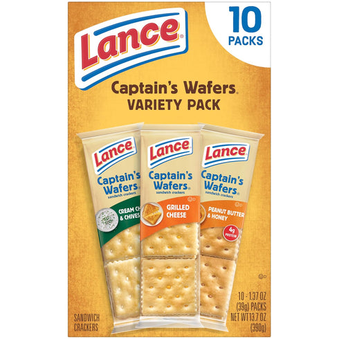 Pack, 10 Packs, 6 Lance Sandwich Crackers, Captain's Wafers, Variety Individual Sandwiches Each