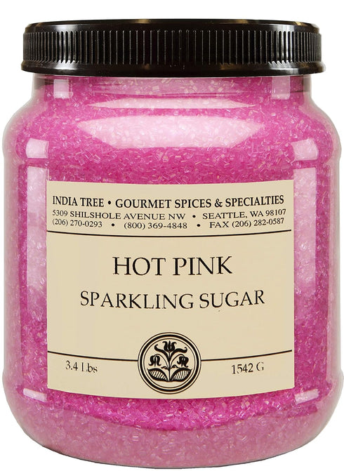 India Tree, Hot Pink Sparkling Sugar, Canister | Shimmery Sugar Sprinkles for