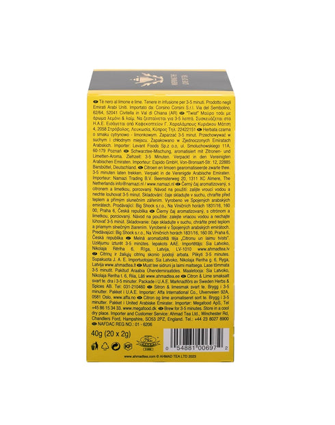 Ahmad Tea Black Tea, Lemon & Lime Twist Teabags, 20 ct - Caffeinated & Sugar-Free