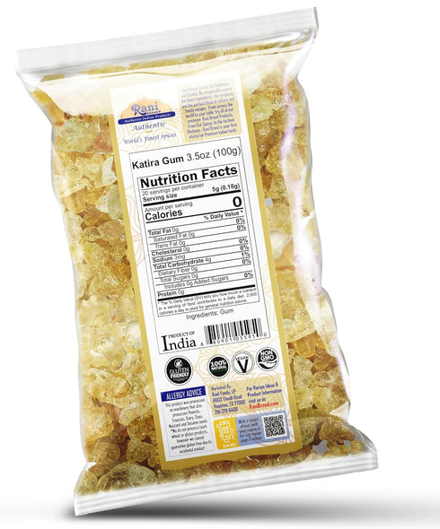 Rani Edible Gum Whole (Goonder Tragacanth Gum) 3.5oz (100g), All Natural, Vegan, Gluten Friendly, Kosher, Indian Origin