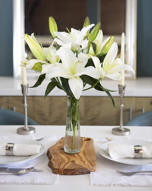5 count KaBloom Flowers - Pure Love Bouquet of Fresh White Lilies with Vase, - Gift for Birthday, Sympathy
