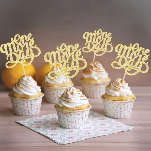 Ephlyn 30Pcs Countdown One More Day Cupcake Toppers Glitter Wedding Rehearsal Dinner Cupcake Picks Decoration