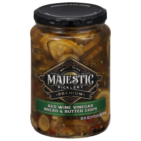 Mt Olive, Majestic Picklery Premium Red Wine Vinegar Bread Butter Chips, 24