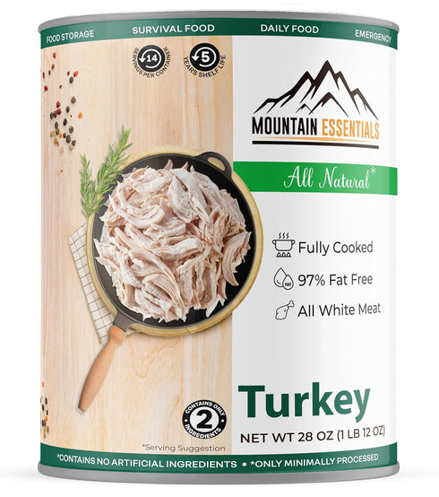 MOUNTAIN ESSENTIALS All Natural Canned Turkey 28 Oz Fully Cooked, Ready to