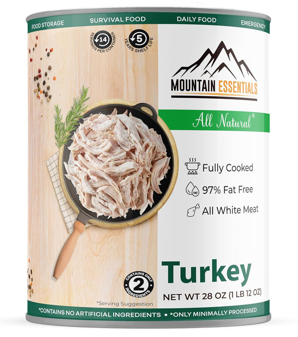 MOUNTAIN ESSENTIALS All Natural Canned Turkey 28 Oz Fully Cooked, Ready to