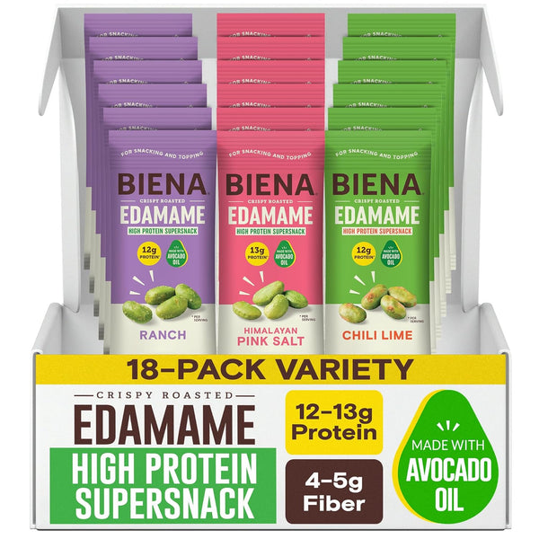 Biena Crispy Roasted Edamame Beans Snack High Protein Low Carb Snack for