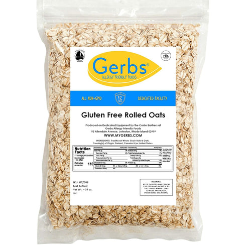 14 OZ. 14 GERBS Traditional Rolled Oats Premium Grade | Top Food Allergy Free | Freshly harvested in Resealable Bulk