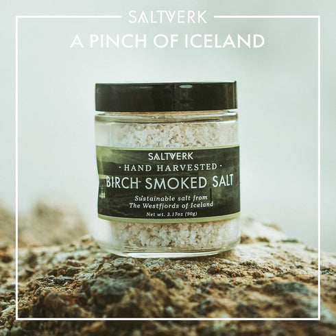 Saltverk Birch Smoked Sea Salt - Gourmet, Icelandic, Hand Harvested, Sustainably Made - 3.17 Oz Jar