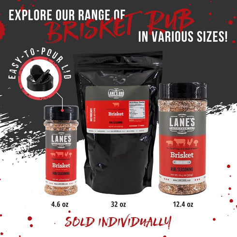 2 lb Lane's Brisket Rub Seasoning, All-Natural Championship Butt Rub Seasoning, Perfect for Burger, Steaks, and Pork