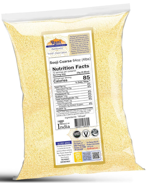 64oz (4lbs) 1.81kg Rani Sooji Coarse (Farina, Suji, Rava, Rawa, Wheat Semolina) Flour Bulk ~ All Natural | Vegan |
