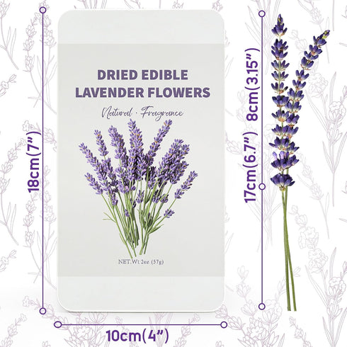 130+ 2oz (57g) Edible Lavender Sprigs for Cake & Cocktails Garnish, Whole Dried Lavender Stems Culinary Herb for Tea