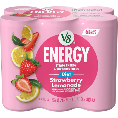 V8 Energy Diet Strawberry Lemonade Juice Energy Drink, 8 fl oz Can