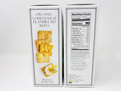 Generic 2 4oz Pack Rustic Bakery Organic Flatbread Bites Rosemary and Olive Oil with Kokobunch Kit