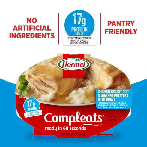 10 oz (Pack 6) HORMEL COMPLEATS Chicken Breast & Mashed Potatoes With Gravy Microwave Tray