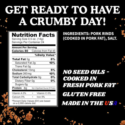 Pork King Good Unseasoned Pork Rind Breadcrumbs (Low Carb Keto Diet)! Perfect For Ketogenic, Paleo, Gluten-Free, Sugar