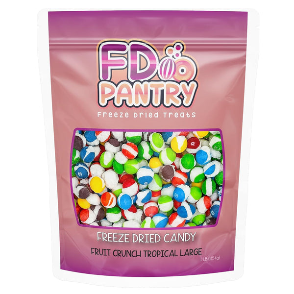 Fruit Crunch Tropical Freeze-Dried Candy, 16 oz, Tropical Fruit Flavors, Large Pouch,
