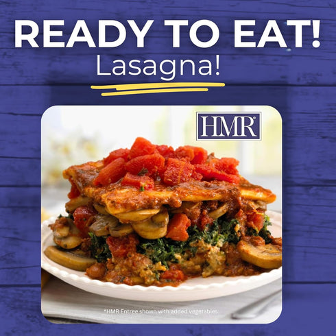 Pre-packaged 16g 8oz Pack 6 HMR Lasagna with Meat Sauce Entre | Lunch or Dinner to Support Weight Loss | Ready to Eat |