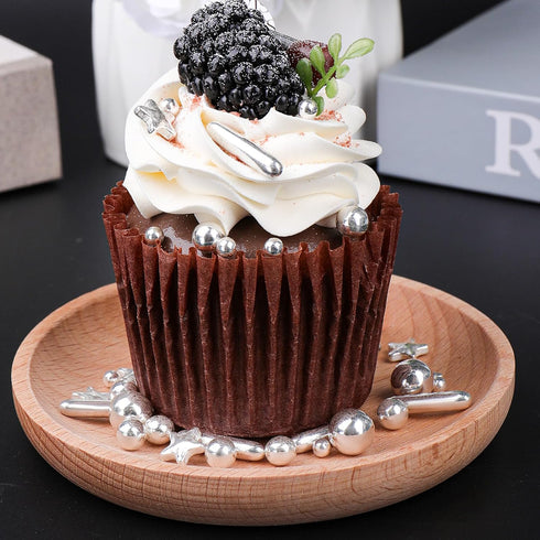 4.6oz Silver Sprinkles for Cake Decorating, Edible Star Sprinkles with Sugar Pearls and Rods, Candy Baking Decorations
