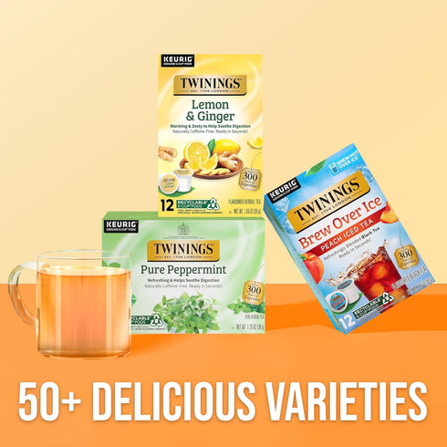 72 12 Count (Pack 6), Twinings Lemon & Ginger Herbal Tea K-Cup Pods for Keurig, of Tangy & Spicy, Naturally