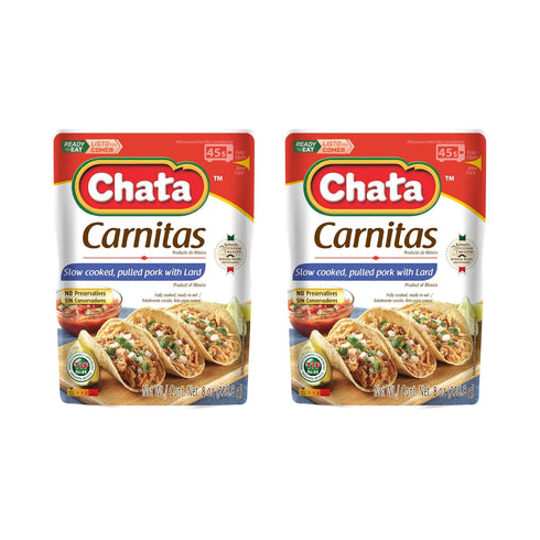 Chata Authentic Mexican Carnitas, Slow Cooked Pork, 8 oz, Pack of 2