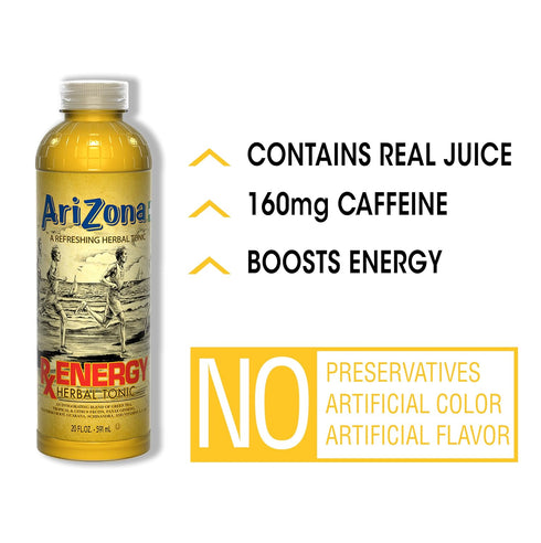 20 Oz (Pack 12) AriZona Rx Energy Herbal Tonic, Fl
