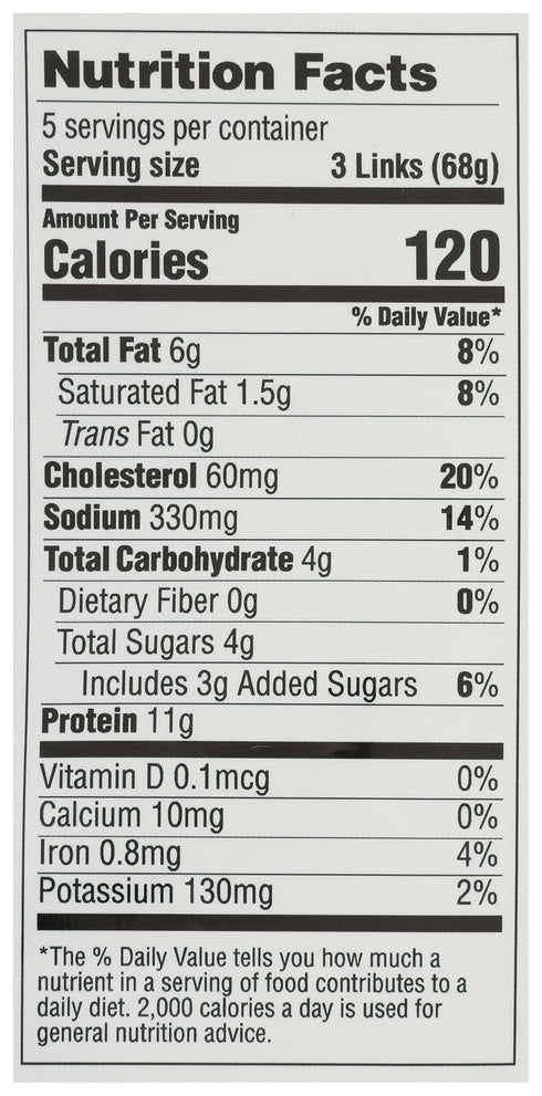 True Story Foods 12 OZ Organic Cinnamon Swirl Chicken Breakfast Links