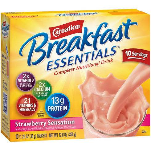 Carnation Breakfast Essentials Strawberry Sensation Complete Nutritional Drink 10 Count 1.26 oz