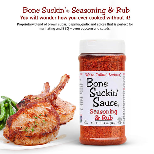 Bone Suckin' Seasoning & Rub, Original Blend, Grilling Rubs, Dry Pork Rub, Gluten-Free, Non-GMO, Kosher, Great on Ribs