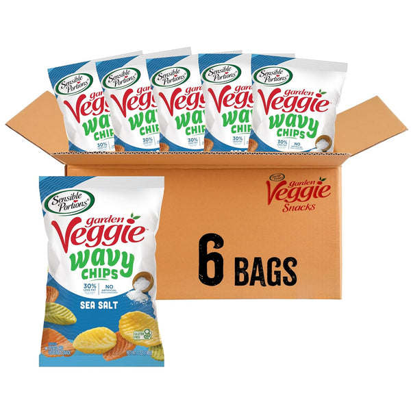 Sensible Portions Veggie Wavy Chips, Sea Salt Flavor, Gluten-Free Chips, 7 Ounce