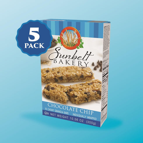 50 1.0 OZ (5 Sunbelt Bakery Chocolate Chip Chewy Granola Bars, - Bars Boxes)