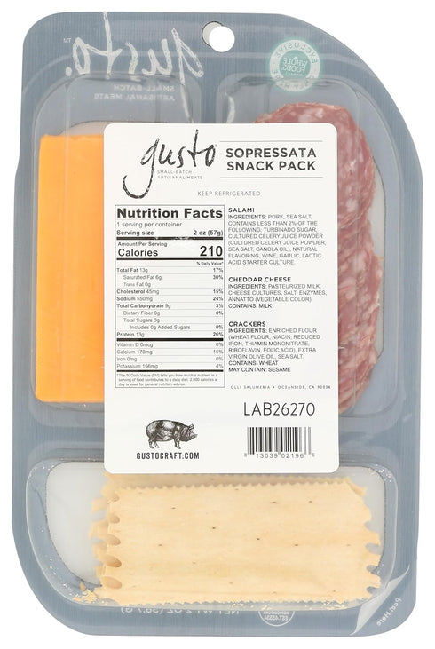 Gusto Pack, 2 Oz Sopressata Cheddar Snack
