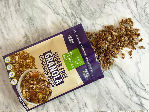 MyCerealMix Sugar Free Granola - Cinnamon Pecan, Gluten Free, Soy Free, All Natural Ingredients, Vegan