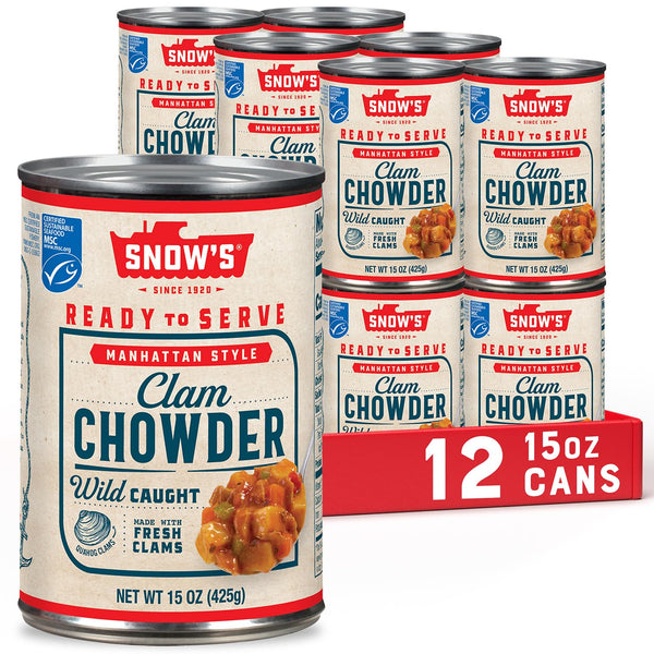 Snow's Manhattan Clam Chowder, 15 oz Can (Pack of 12) - 11g