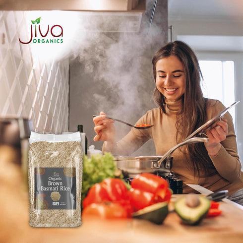 4 Jiva Organic Brown Basmati Rice Pound Bag - Premium Quality from India