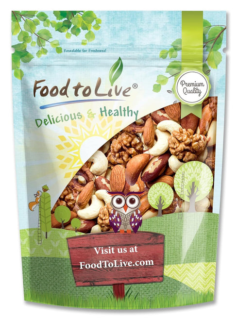 Food to Live - Mixed Raw Nuts, 8 Ounces Cashews, Brazil Nuts,