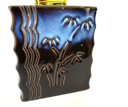 9GreenBox - Lucky Bamboo Spiral Style with Black and Blue Ceramic Vase Live Plant Ornament Decor for Home, Kitchen