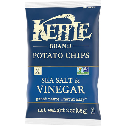 2 Oz (Pack 6) Kettle Brand Potato Chips, Salt & Vinegar Kettle Chips, Snack Bag