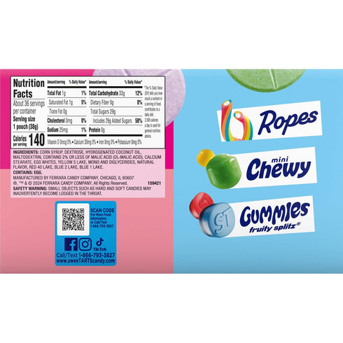 1.35 oz, 36 count SweeTARTS Giant Chewy Candy, Sweet and Tart