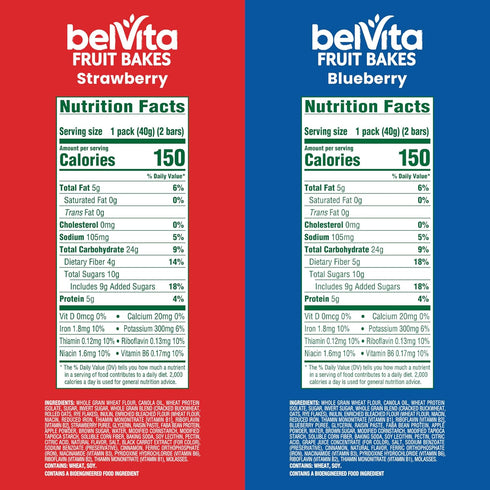 Pack, 15 Packs (2 Pack) belVita Fruit Bakes Variety Blueberry and Strawberry, Soft Baked Breakfast Bars, Fruit Bars Per