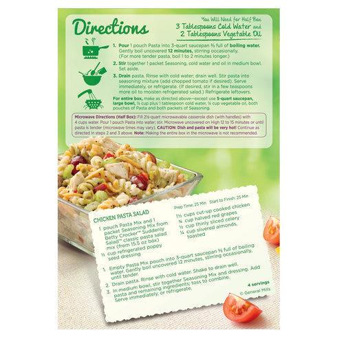 15.5 oz Betty Crocker Suddenly Pasta Salad, Classic Pasta Salad