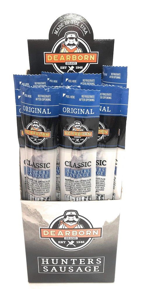 Dearborn Sausage, Original Mild Classic Hunters Sausage Individually Wrapped Single Serve Sticks, 24