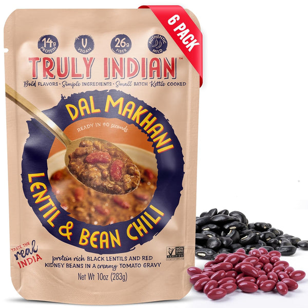 Truly Indian 6-Pack Spiced Lentil & Bean Chili (Dal Makhani) Authentic Traditional