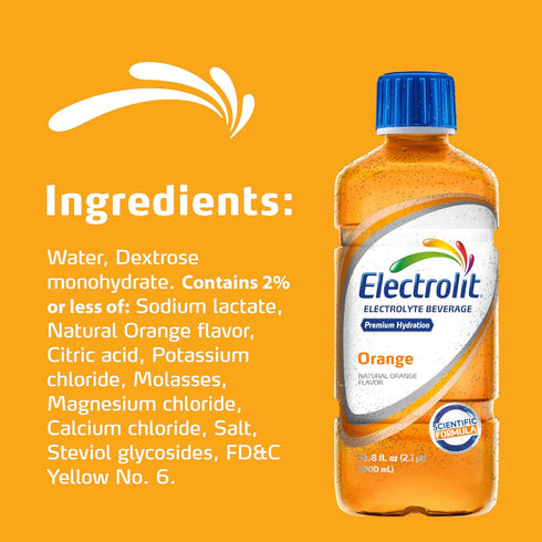 6 Pack Electrolit Hydration Electrolyte Drinks, Sports Beverages with Electrolytes, (Orange)