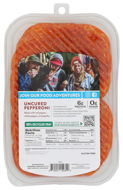2.7 Creminelli, Pepperoni Sliced Tray, Ounce