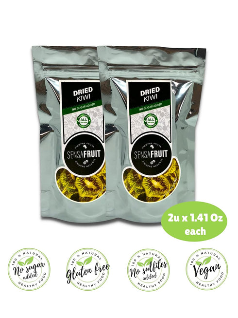 Sensafruit 100% 2 x1.41 Oz (2.8 Oz) -Dried Kiwi - NO PEEL| NATURAL | NO SUGAR ADDED, UNSULFURED | Gluten Free | Perfect